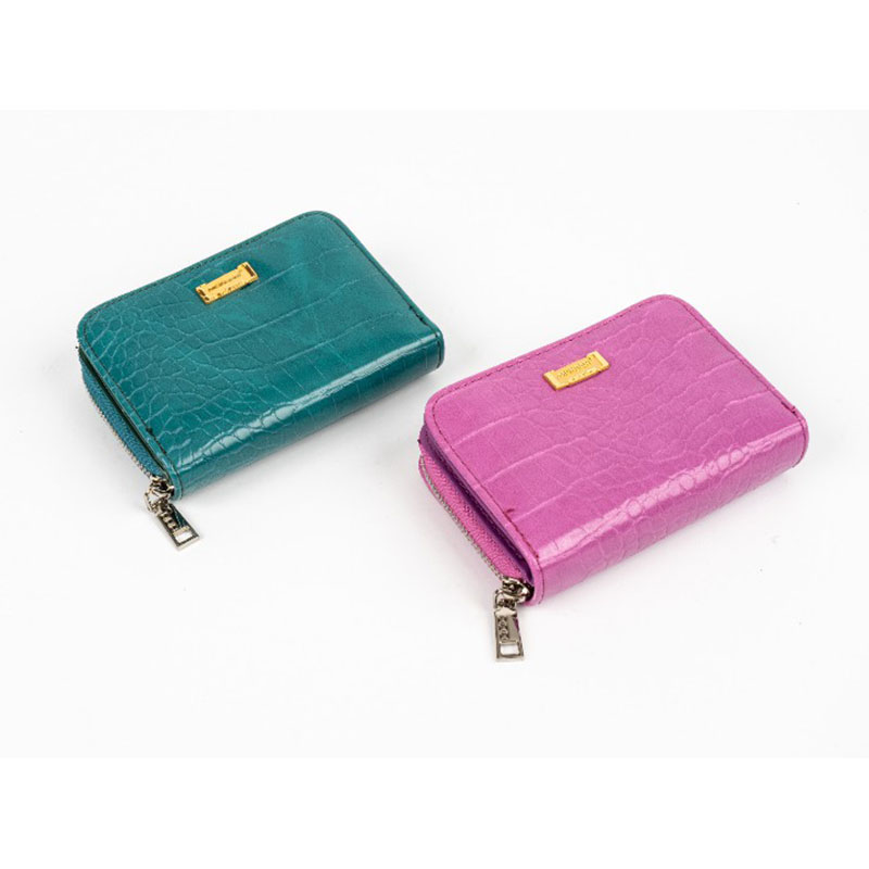 Crocodile PU Fold Ladies Coin Purse with Zipper Pocket