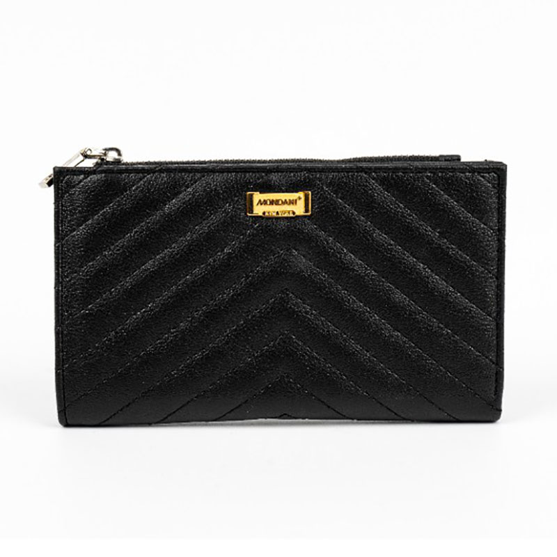 Ladies Quilted Thread Snap Closure Zipper Wallet