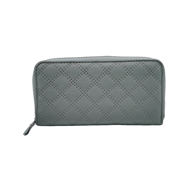 Multi Function Quilted fabric Ladies Long Zipper Wallet