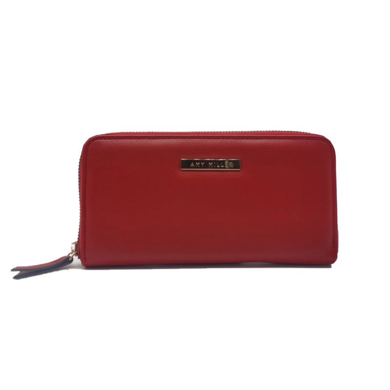 Multi Function Red Pu Ladies Long Zipper Wallet