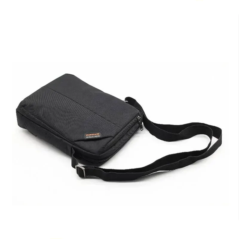 Nylon Classic Mens Double Zippers Shoulder Bag