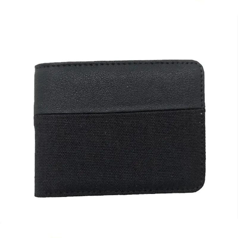 PU Mixed Canvas Bifold Wallet For Men