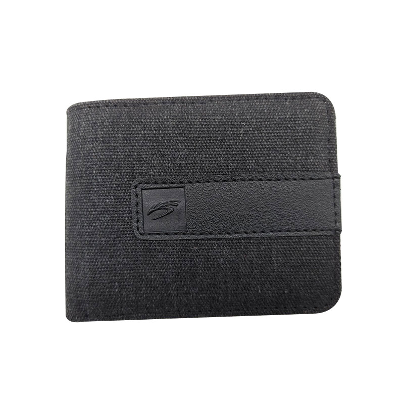 Simple Design Canvas with PU Fabric Slim Wallet For Men