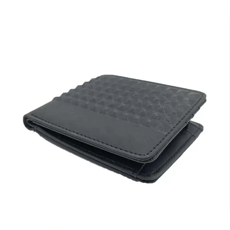 Slim Wallet With Pyramidal Engrave Decorate