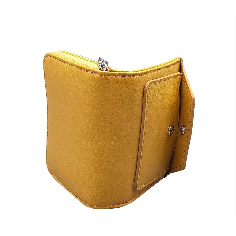 Snap Closure Zipper Coin Purse Ladies PU Wallet